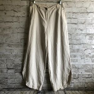 Cristina Gavioli Collection Linen Full Leg Rounded Hem Women's Pants